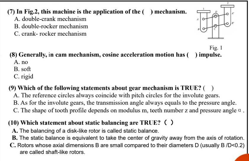 [Solved]: (7) In Fig.2, This Machine Is The Applic