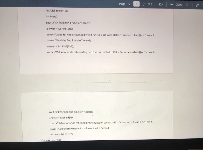 Solved Part 1: Please fill in the following member function | Chegg.com
