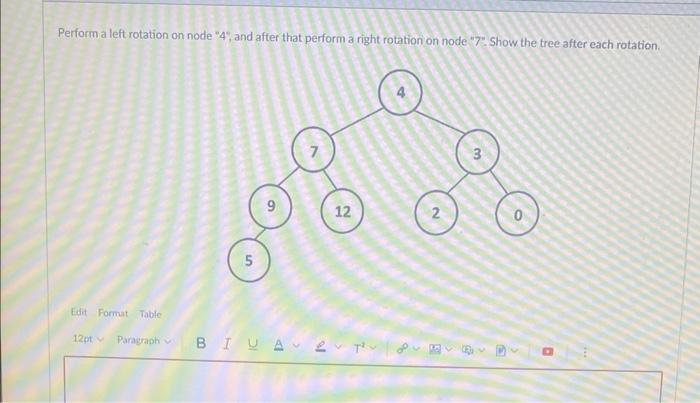 Solved Perform a left rotation on node "4, and after that | Chegg.com