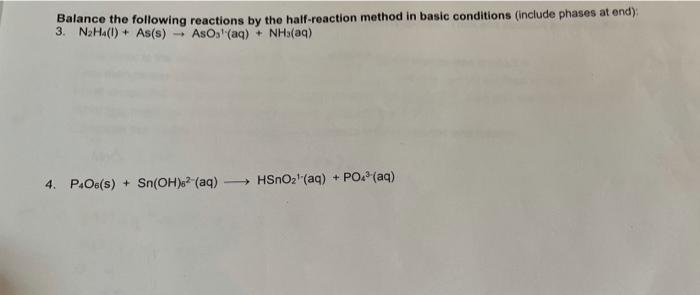 Solved Balance the following reactions by the half-reaction | Chegg.com