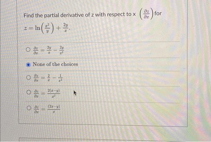 partial derivative of x y z with respect to x