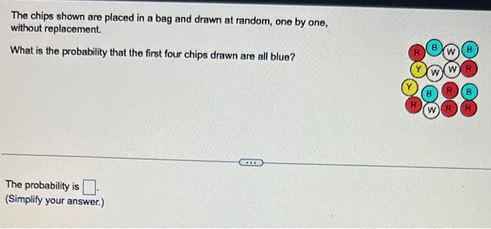 Solved The chips shown are placed in a bag and drawn at | Chegg.com