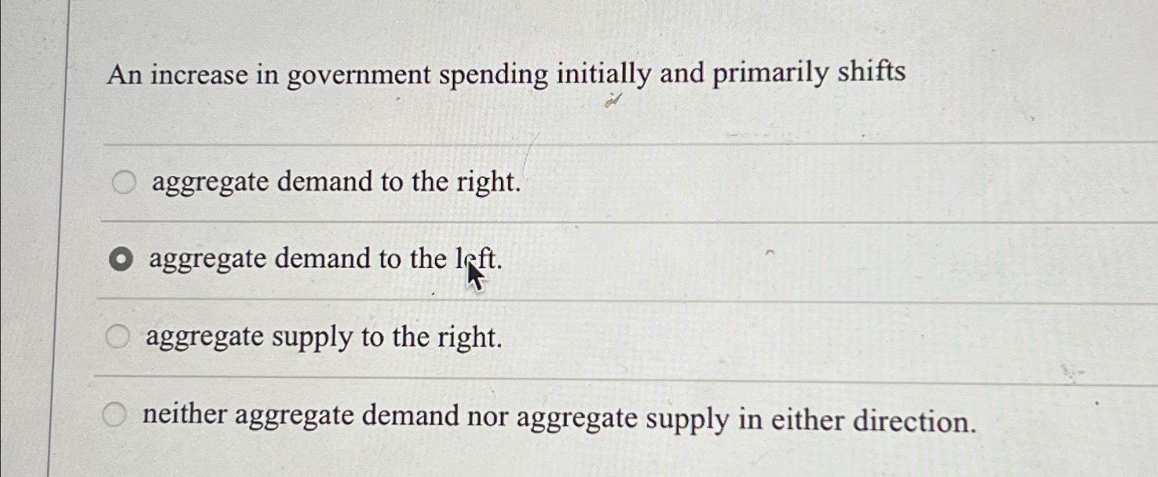 Solved An increase in government spending initially and | Chegg.com