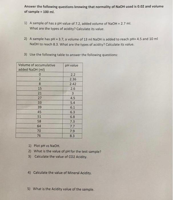 Answer the following questions knowing that normality | Chegg.com