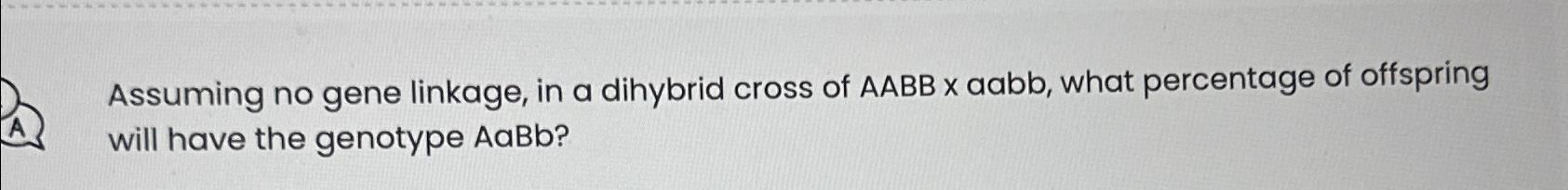 Solved Assuming no gene linkage, in a dihybrid cross of AABB | Chegg.com