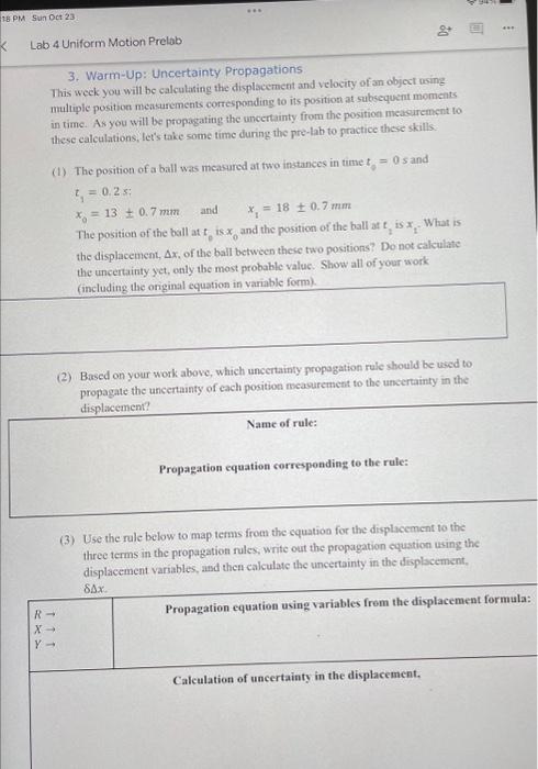 3. Warm-Up: Uncertainty Propagations This weck you | Chegg.com