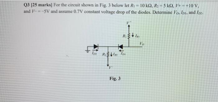 Solved Q3 [25 marks] For the circuit shown in Fig. 3 below | Chegg.com