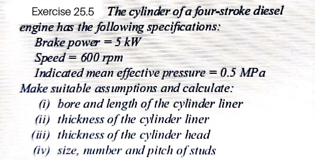 Solved Exercise 25.5 The cylinder of a fourstroke diesel