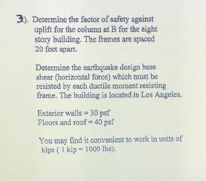Solved 3). Determine the factor of safety against uplift for