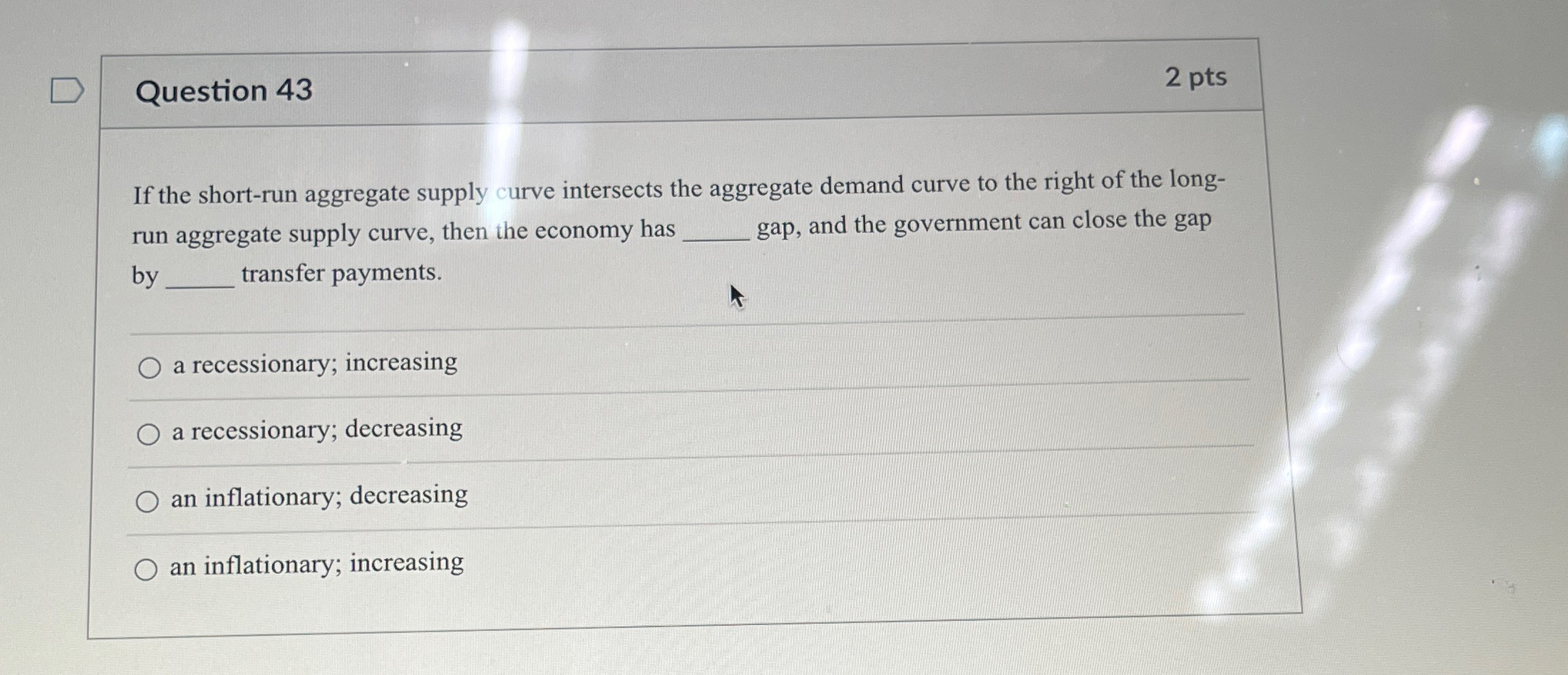 Solved Question 432 ﻿ptsIf the short-run aggregate supply | Chegg.com