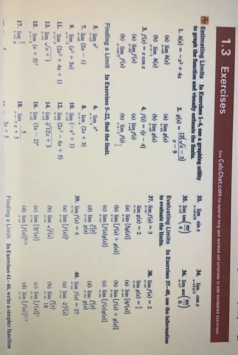 Solved 1.3 Exercises See CalcChat.com for utorial help and | Chegg.com