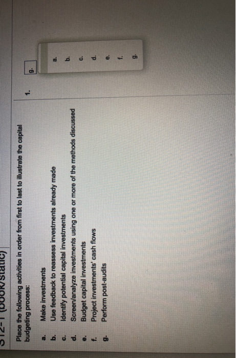 Solved LUULULO Place The Following Activities In Order From Chegg