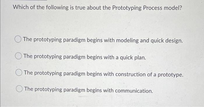 Solved Which of the following is true about the Prototyping | Chegg.com
