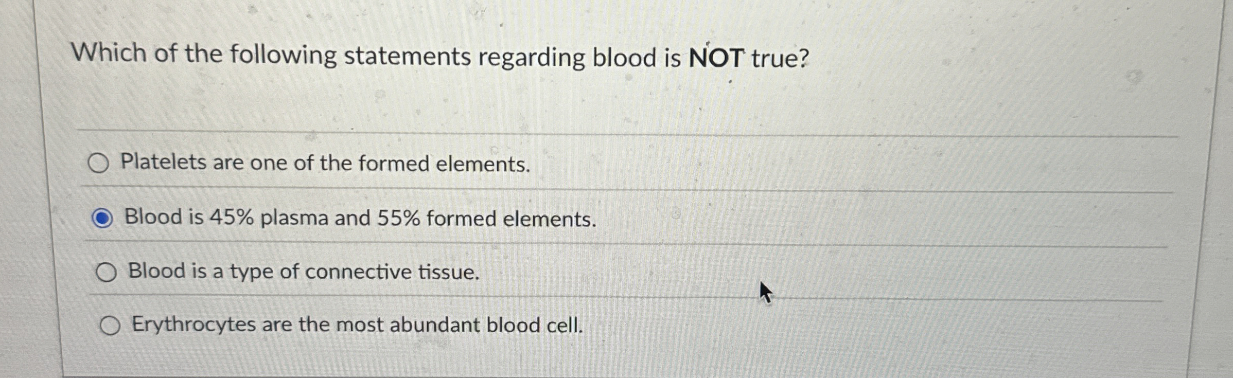 Solved Which of the following statements regarding blood is | Chegg.com