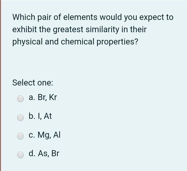 solved-which-pair-of-elements-would-you-expect-to-exhibit-chegg