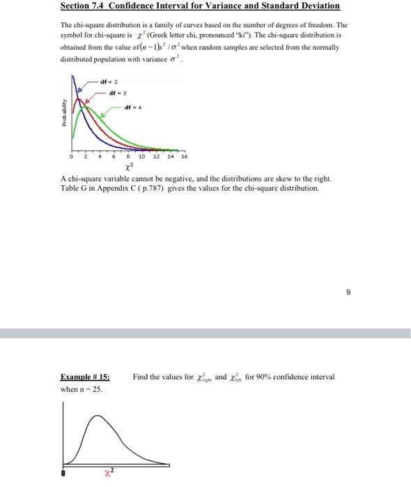 Solved Section 7.4 Confidence Interval for Variance and | Chegg.com