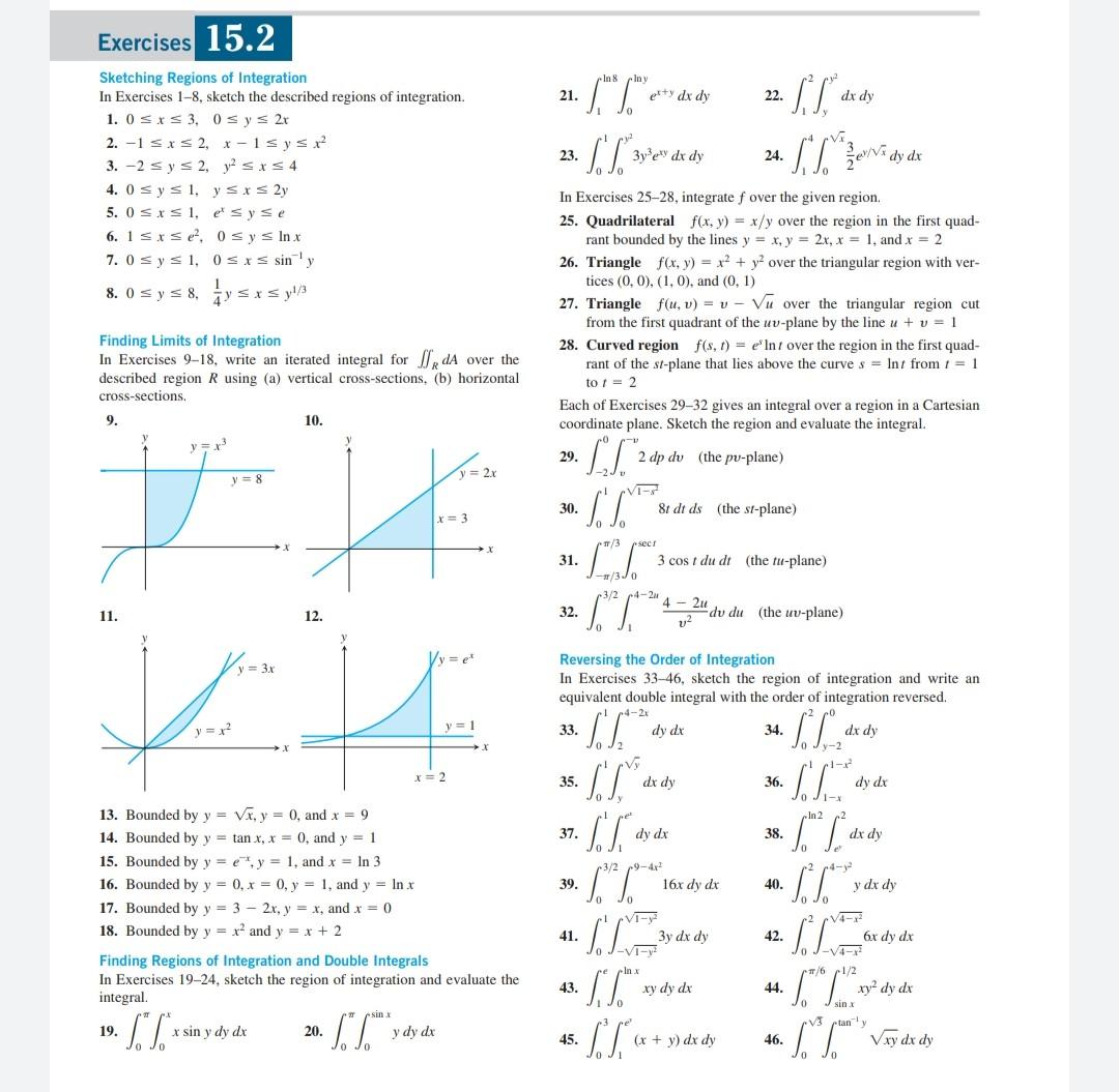 Solved Exercises 15.1 Evaluating Iterated Integrals In | Chegg.com