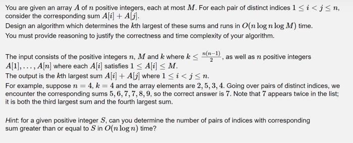 Solved You are given an array A of n positive integers, each | Chegg.com