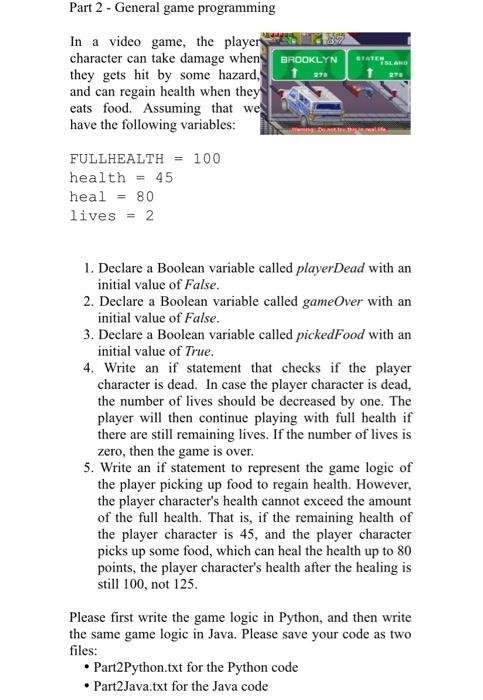 Solved Part 2 - General game programming 248 In a video | Chegg.com