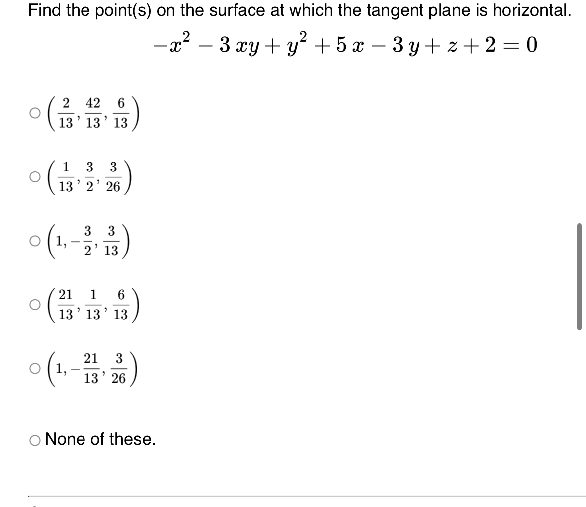 Solved Find the point(s) ﻿on the surface at which the | Chegg.com