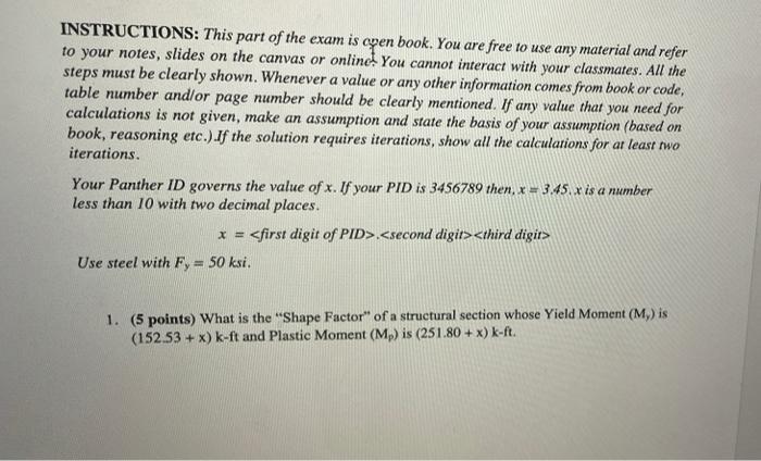 Solved INSTRUCTIONS: This Part Of The Exam Is Open Book. You | Chegg.com