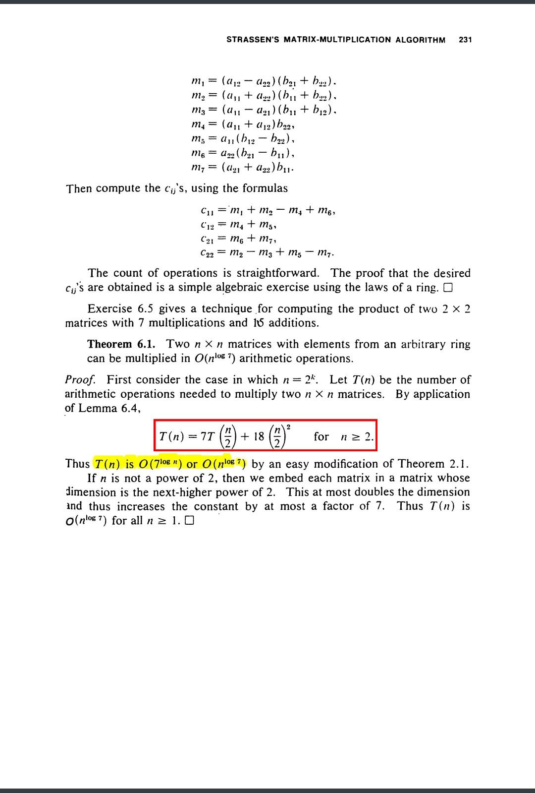 (5 points) Refer to Strassen’s algorithm for matrix | Chegg.com