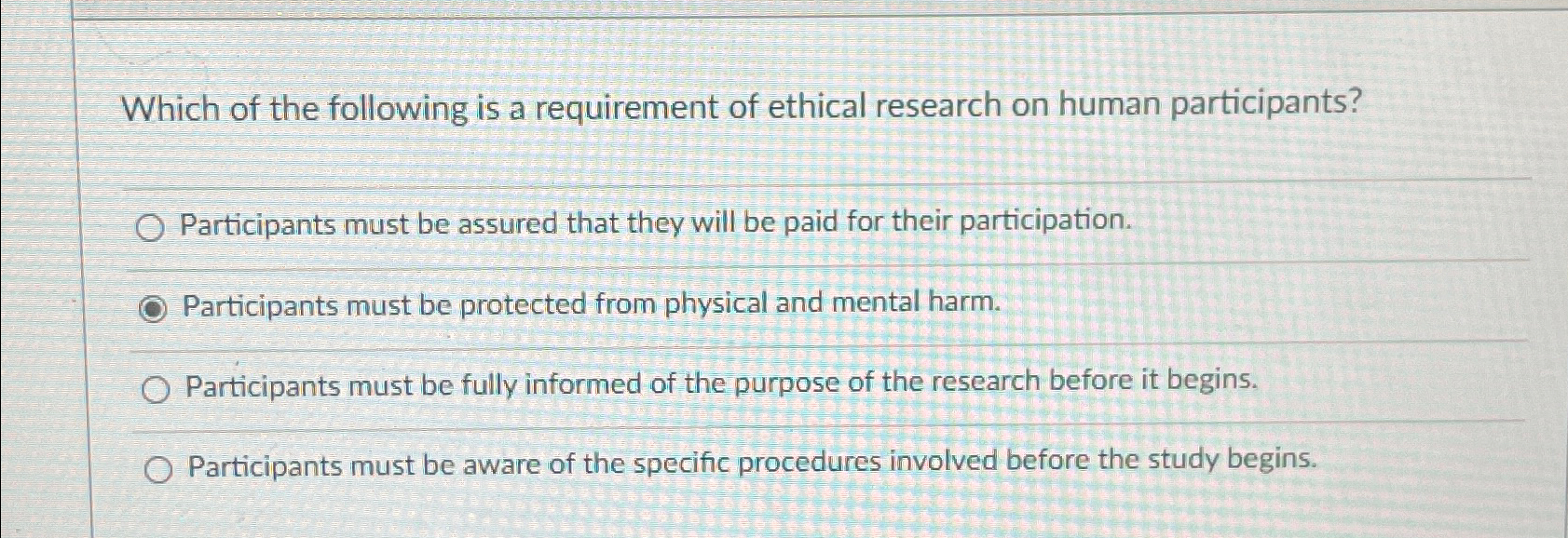 Solved Which Of The Following Is A Requirement Of Ethical | Chegg.com