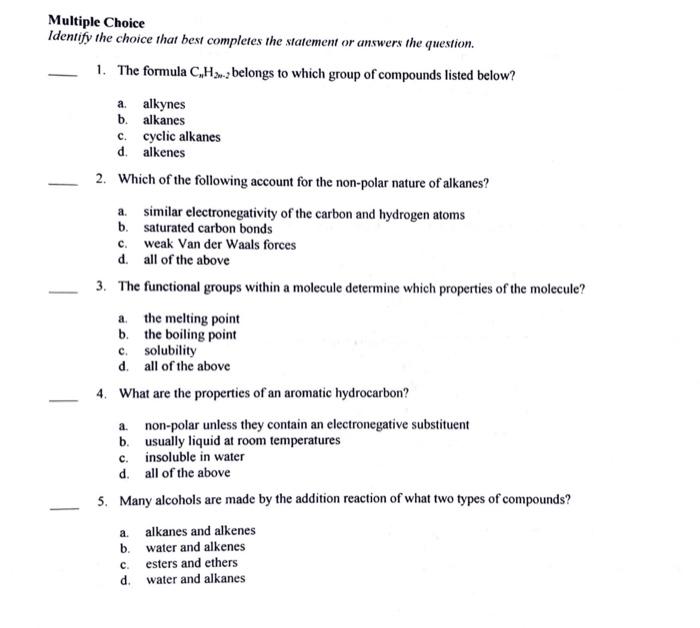 Solved Multiple Choice Identify the choice that best | Chegg.com