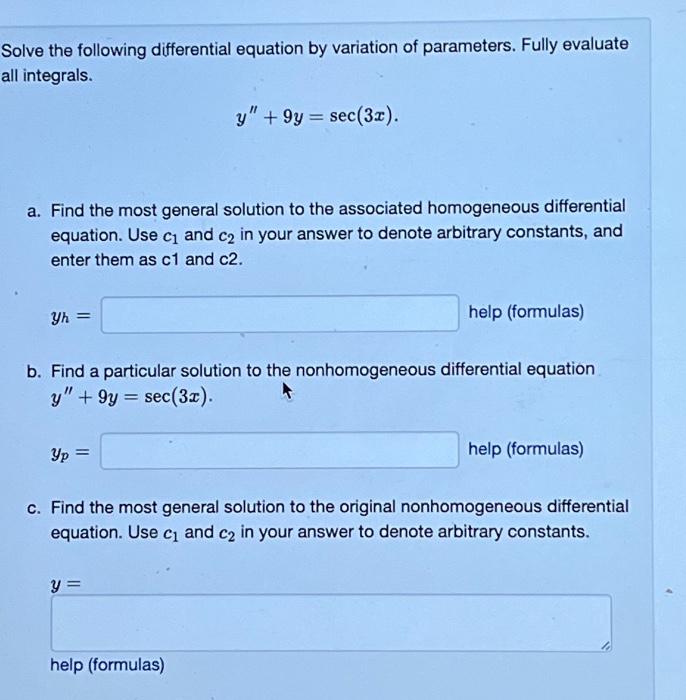 Solved Solve The Following Differential Equation By 4704