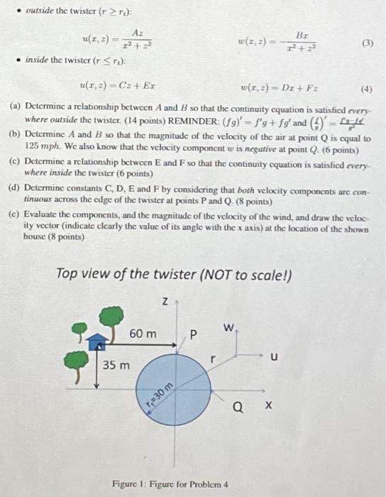 Solved 4. We consider the flow of air around a twister of | Chegg.com