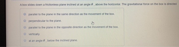 Solved Abox Slides Down A Frictionless Plane Inclined At An 