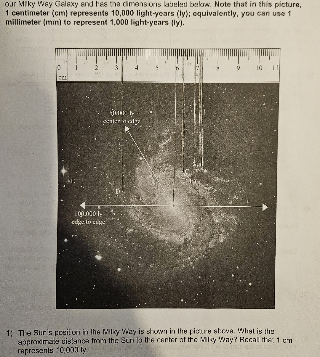 Solved our Milky Way Galaxy and has the dimensions labeled | Chegg.com