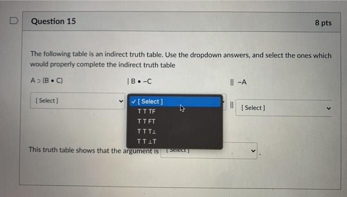 Solved Question 15 8 pts The following table is an indirect | Chegg.com