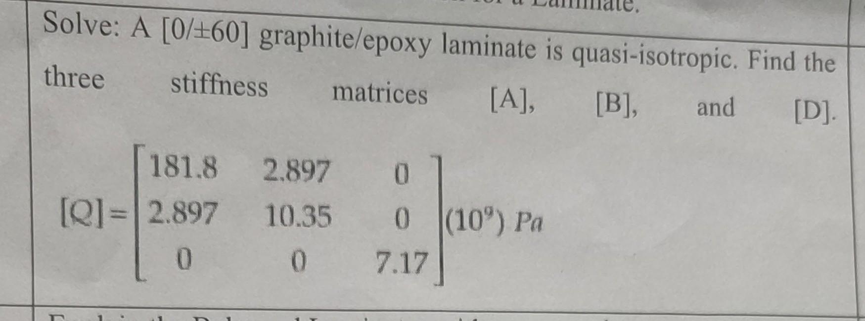 Solved Solve: A [0/±60] graphite/epoxy laminate is | Chegg.com