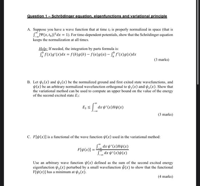 Solved A. Suppose You Have A Wave Function That At Time Tθ | Chegg.com