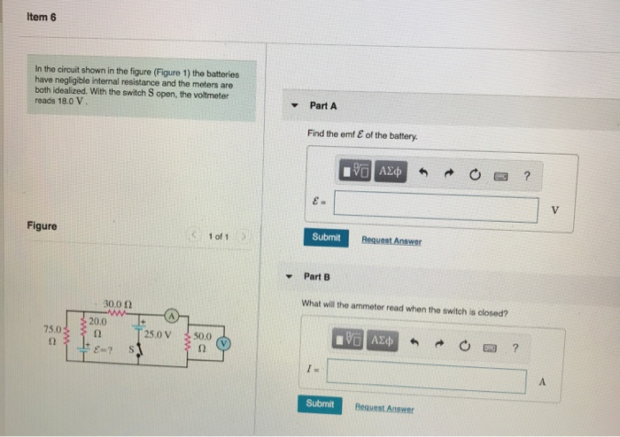 Solved Item 6 In the circuit shown in the figure (Figure 1) | Chegg.com