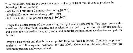 Solved A radial cam, rotating at a constant angular velocity | Chegg.com