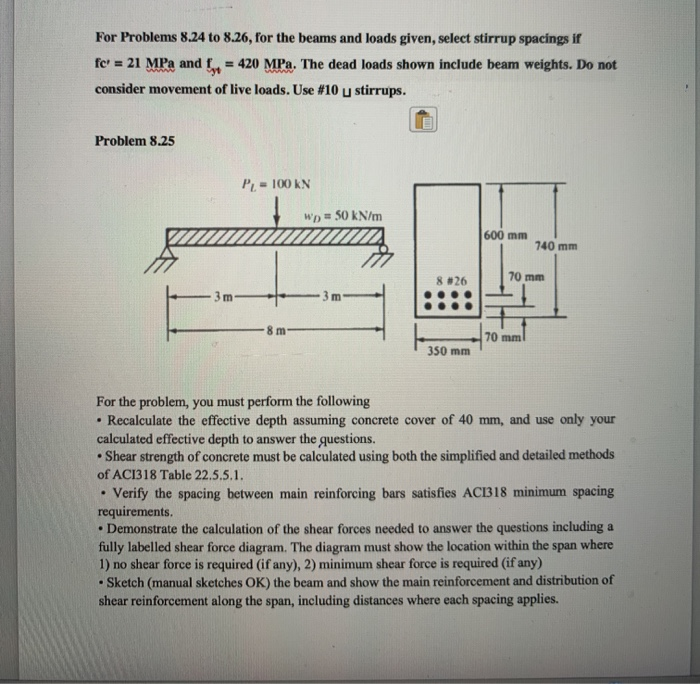 Solved For Problems 8.24 To 8.26, For The Beams And Loads | Chegg.com