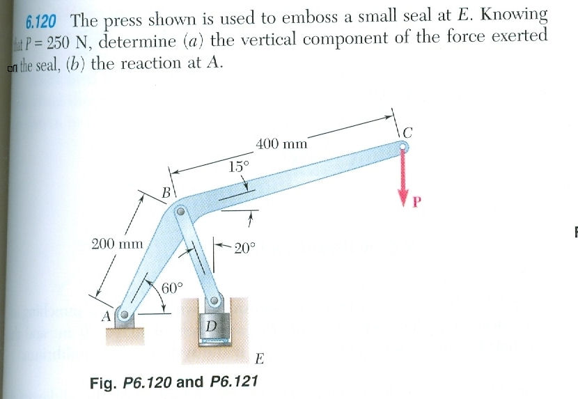 Solved The Press Shown Is Used To Emboss A Small Seal At E. | Chegg.com