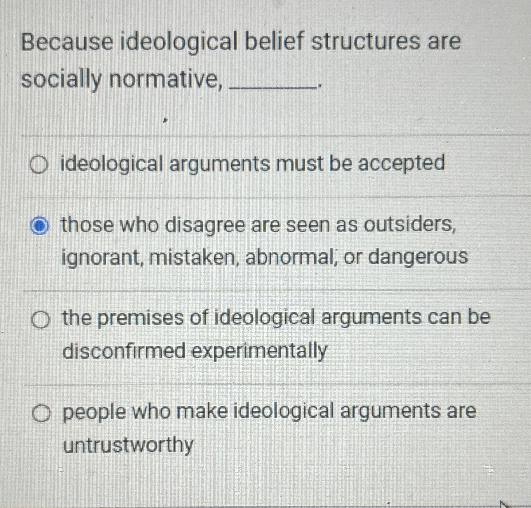 Solved Because ideological belief structures are socially | Chegg.com