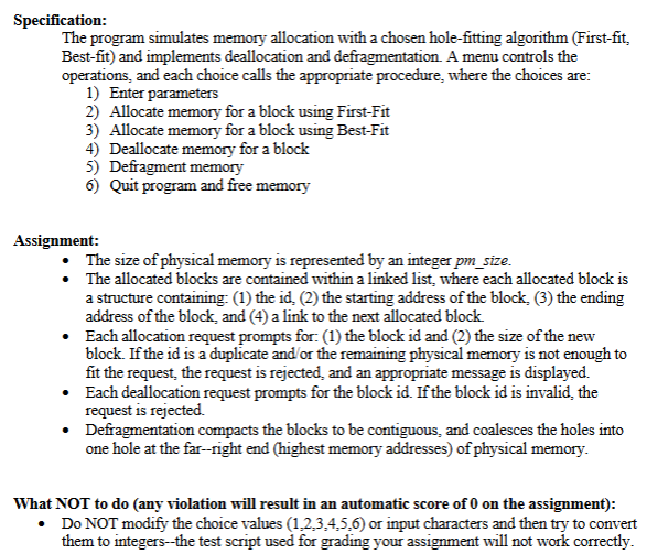 Solved This is a c (not c++ ﻿or c#) ﻿program. To simulate | Chegg.com