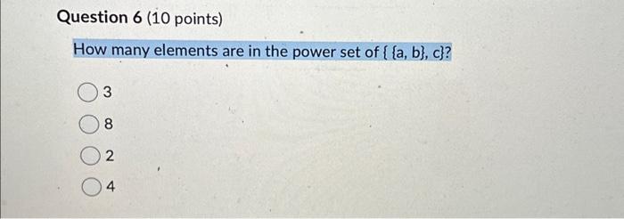 Solved Question 6 (10 points) How many elements are in the | Chegg.com