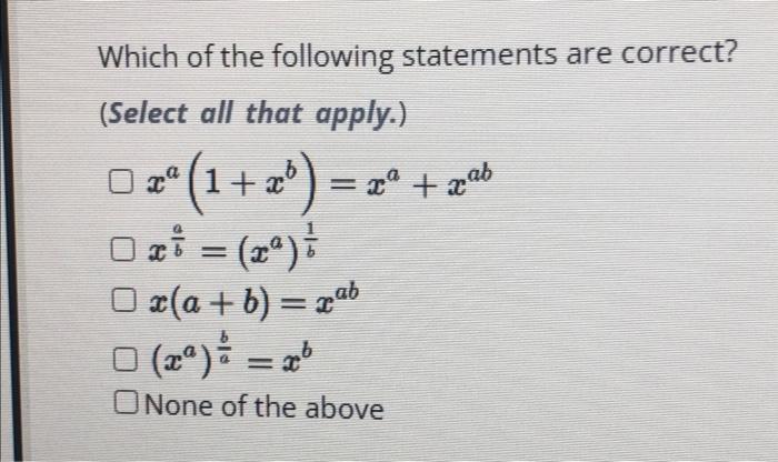 Solved Which of the following statements are correct? | Chegg.com