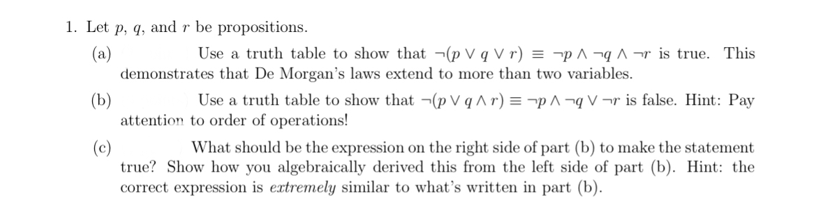 Let p,q, ﻿and r ﻿be propositions.(a)Use a truth table | Chegg.com
