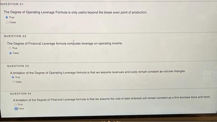 Solved QUESTION 21 The Degree Of Operating Leverage Formula Chegg Com   Image