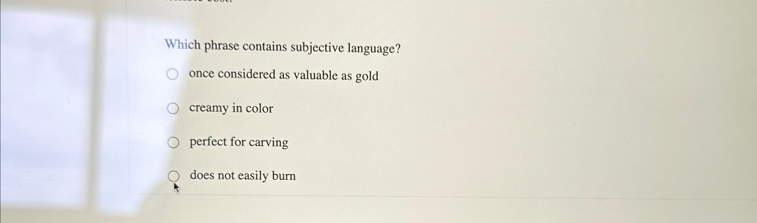 Solved Which phrase contains subjective language?once | Chegg.com