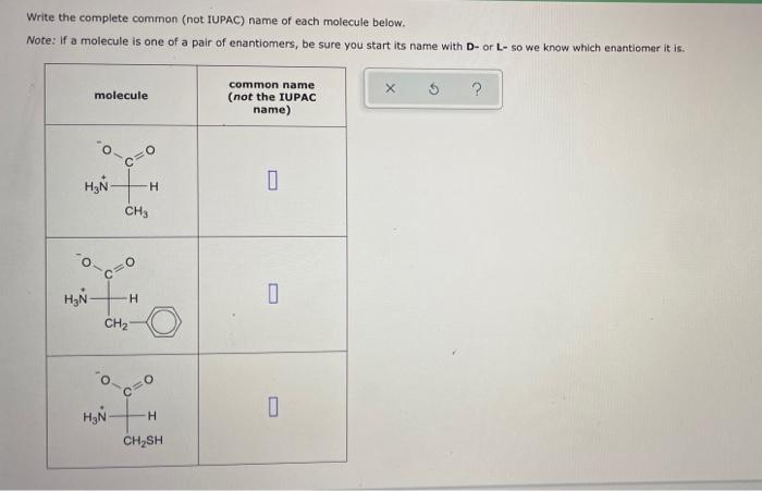 Solved Classify each of the amino acids below. Note for | Chegg.com