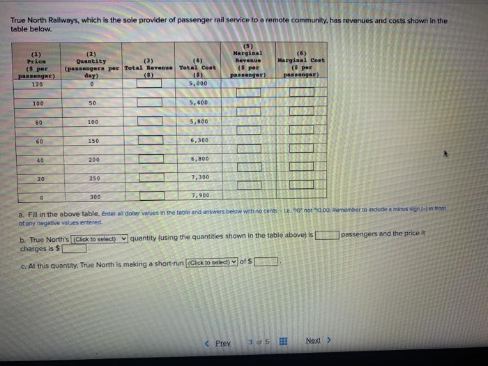 Solved True North Railways, which is the sole provider of | Chegg.com
