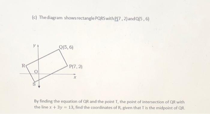 Solved (c) The diagram shows rectangle PQRS with P17, 2) and | Chegg.com