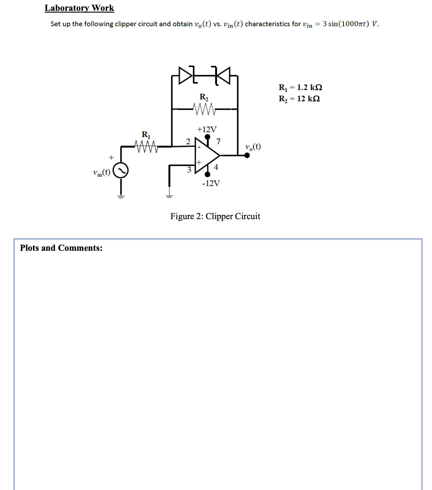 Solved Laboratory WorkSet up the following clipper circuit | Chegg.com